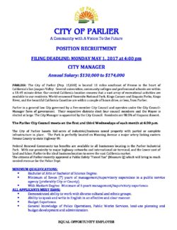 City Manager Brochure | Parlier, CA - City of Parlier